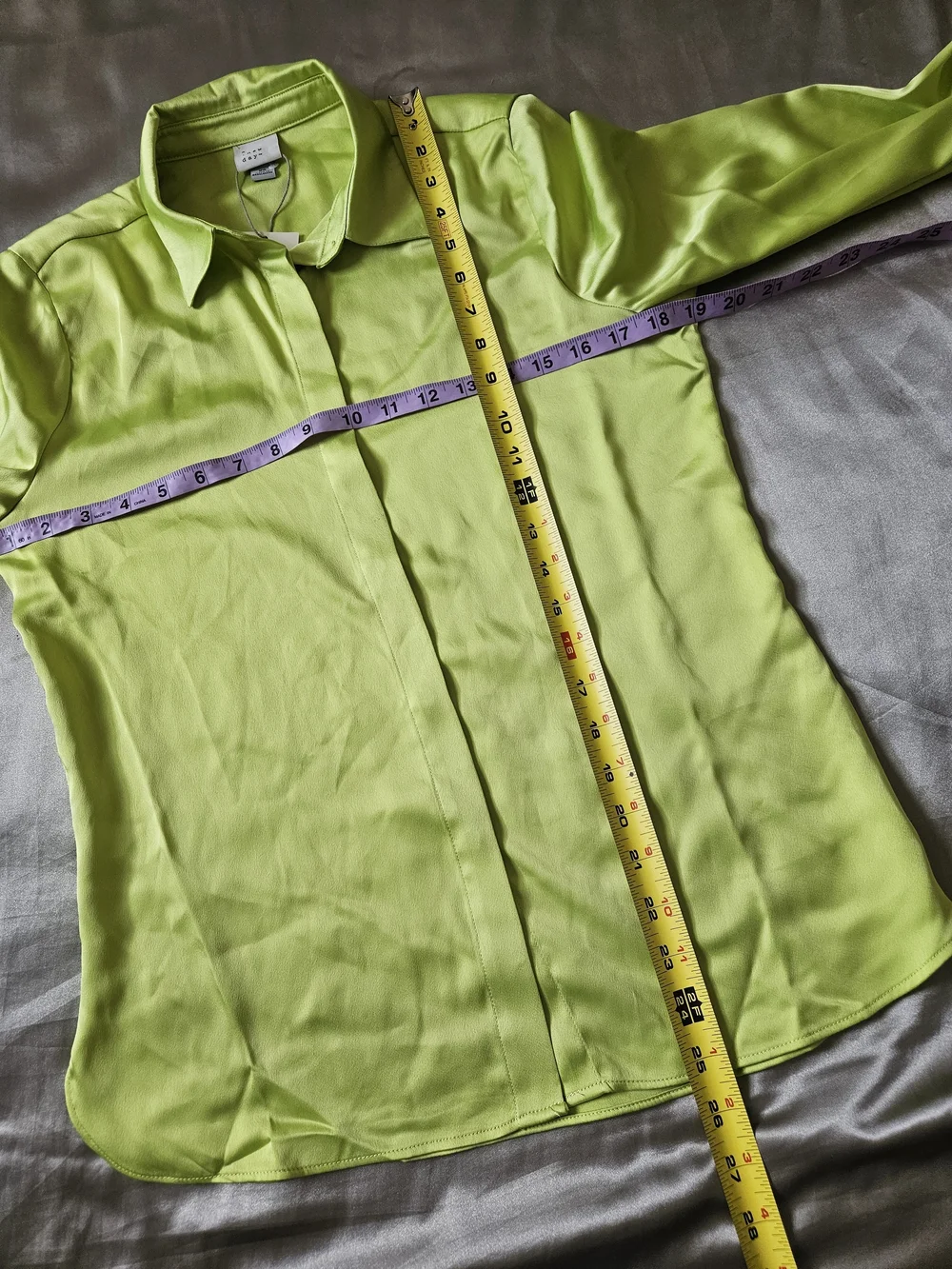 a new day Lime Green Button-Up Blouse Size XS